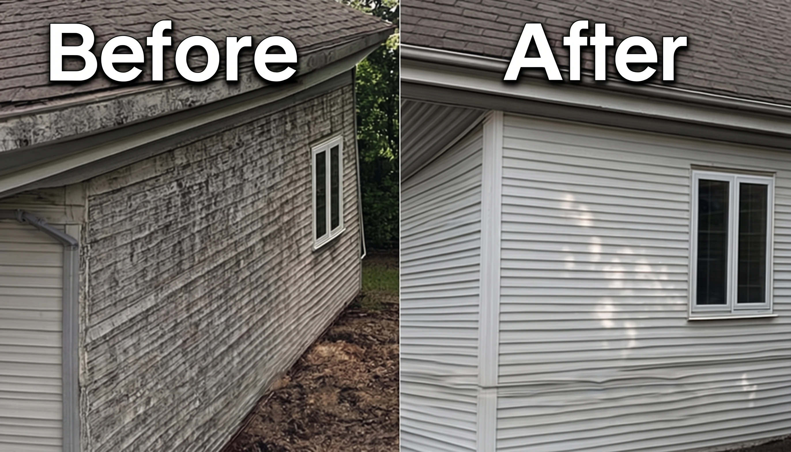 Before and after exterior cleaning results